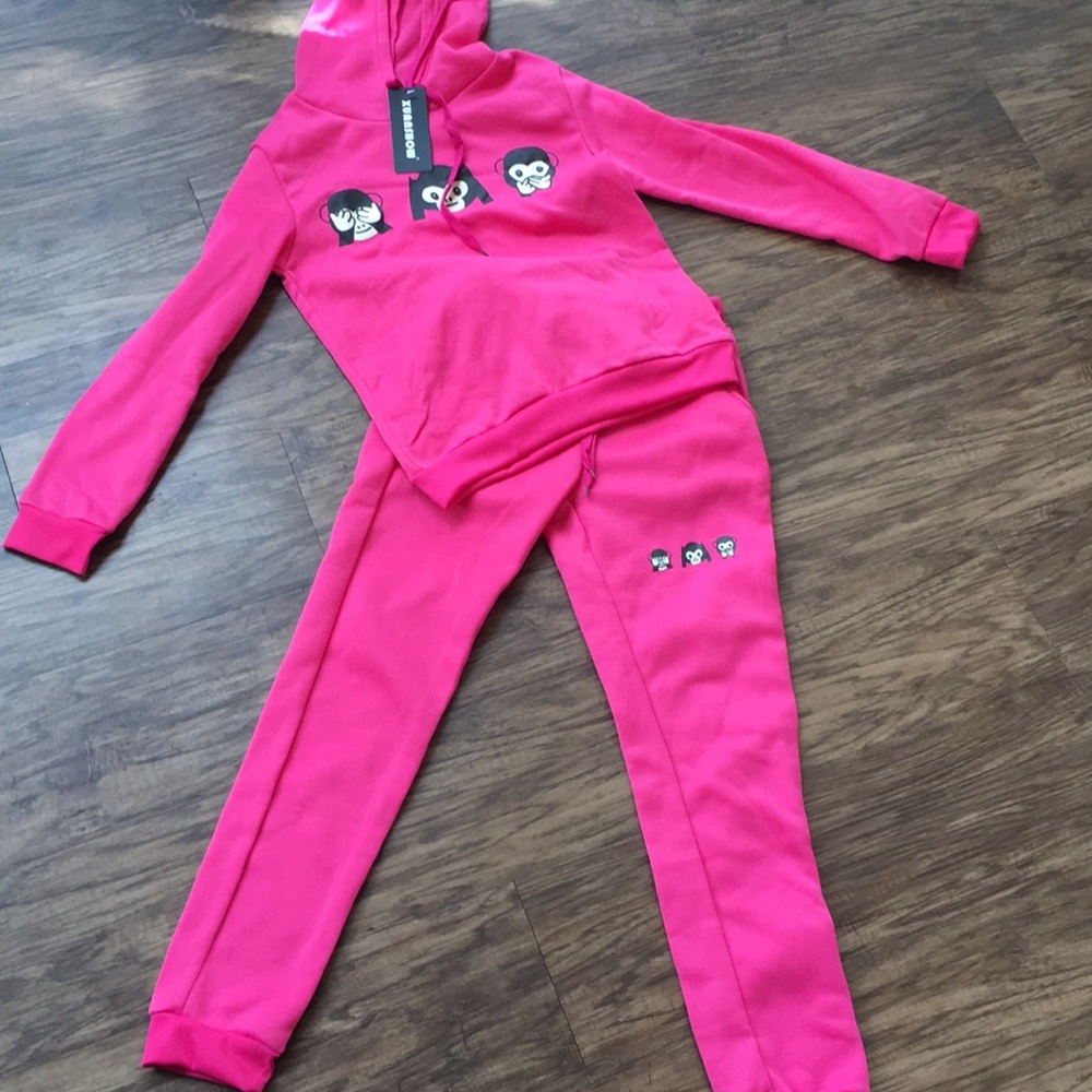 Xuanshow pink hoodie and sweatpants set